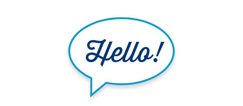 Speech bubble with the word Hello