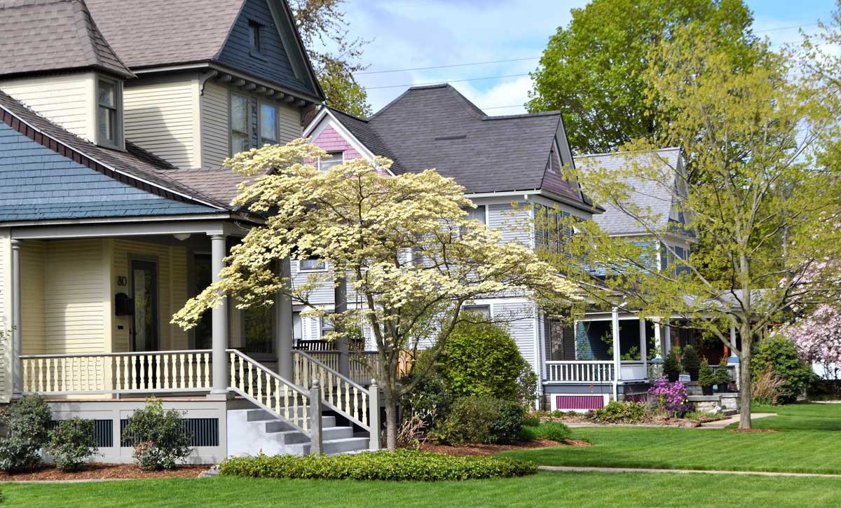 Row of home in nice neighborhood