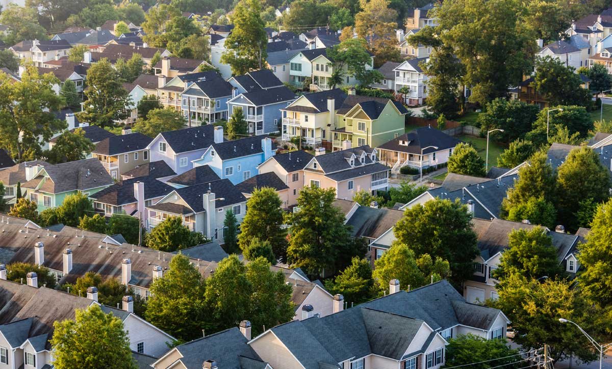 Drone photo of a large neighborhood