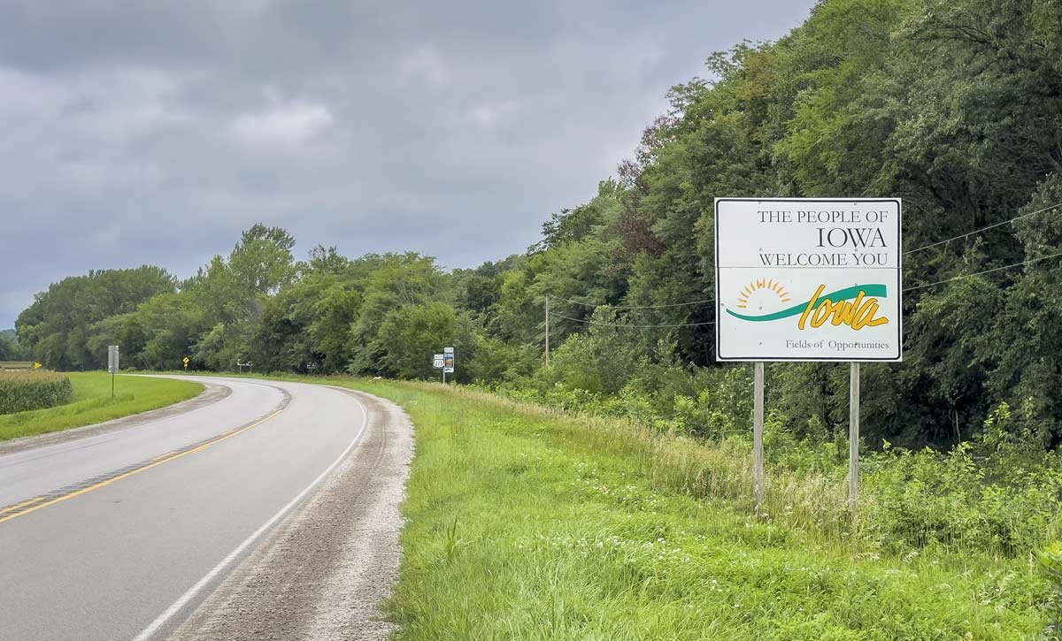 Welcome to Iowa highway sign