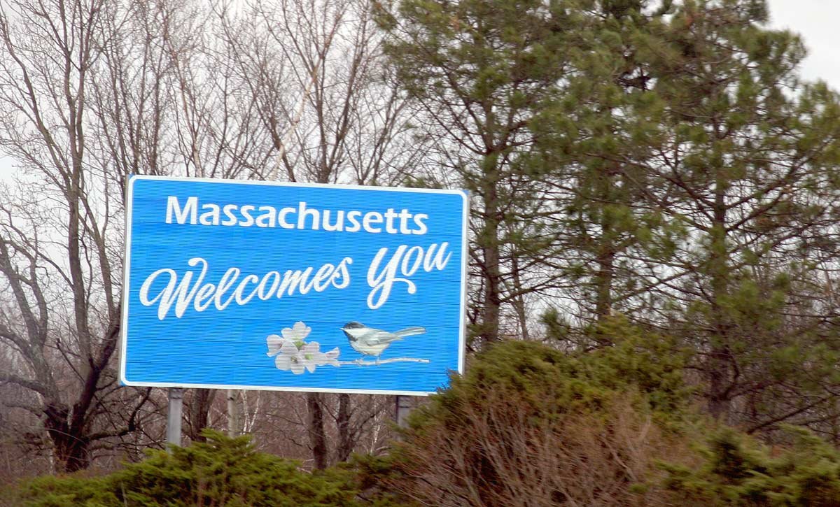 Welcome to Massachusetts highway sign