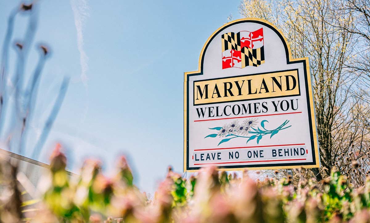 Welcome to Maryland highway sign