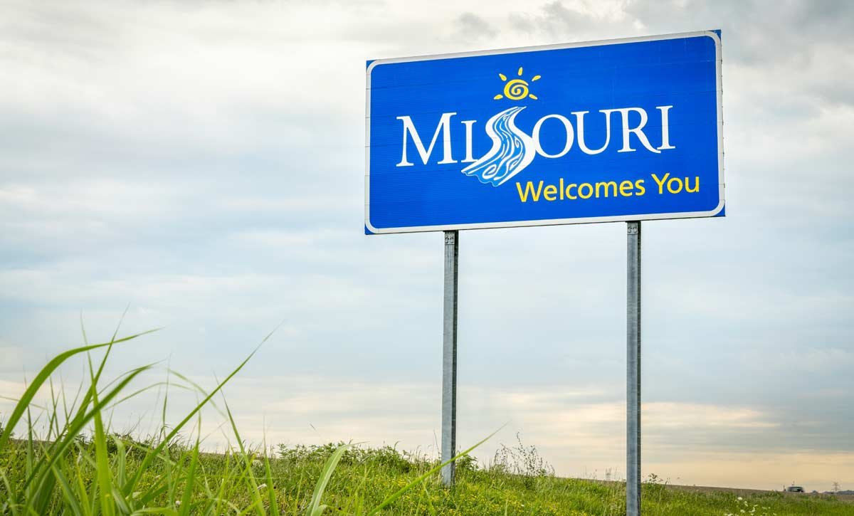 Welcome to Missouri highway sign