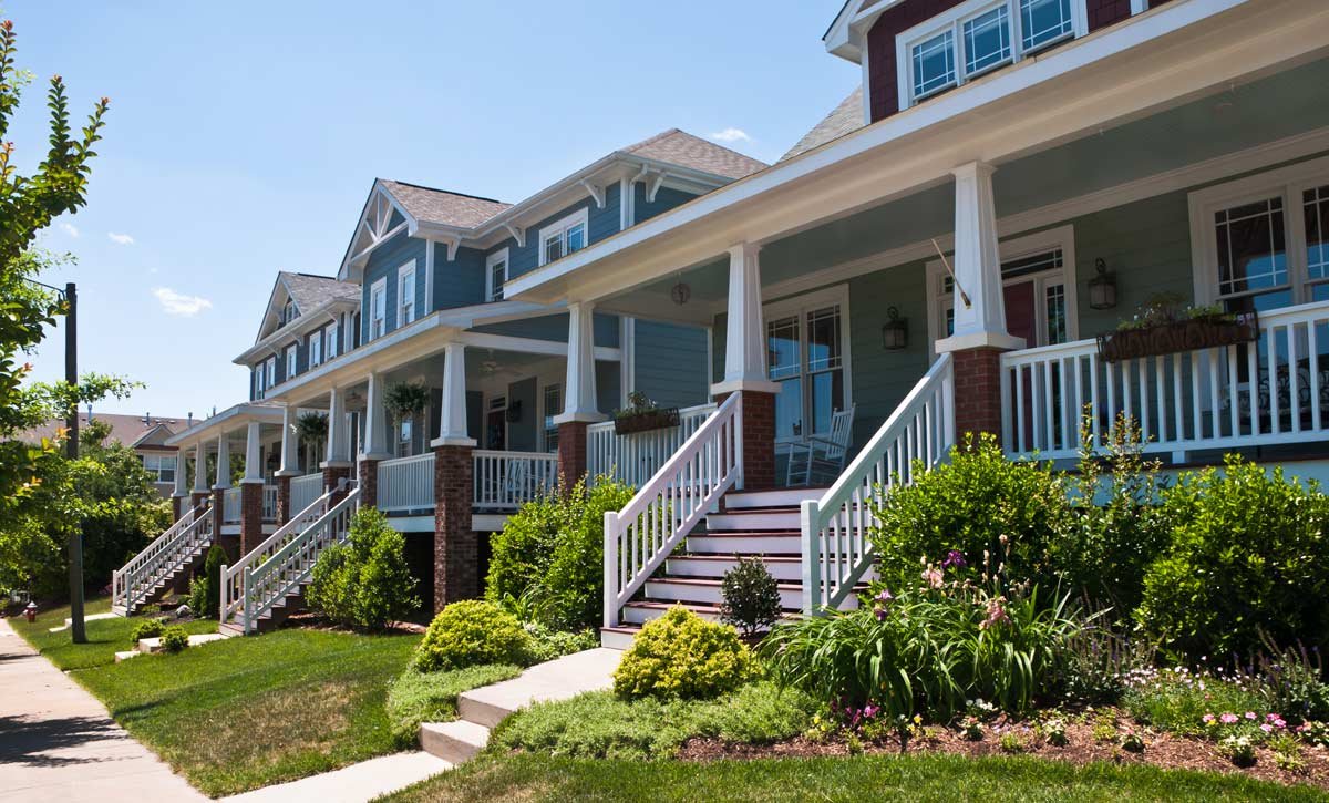 Row of bungalow porches
