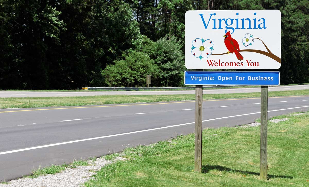 Welcome to Virginia road sign